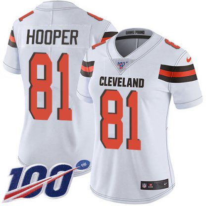 Nike Cleveland Browns #81 Austin Hooper White Women's Stitched NFL 100th Season Vapor Untouchable Limited Jersey