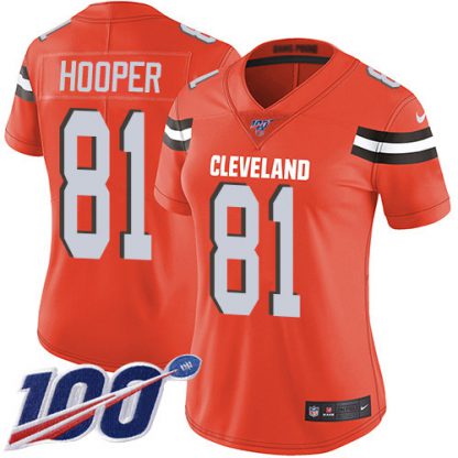 Nike Cleveland Browns #81 Austin Hooper Orange Alternate Women's Stitched NFL 100th Season Vapor Untouchable Limited Jersey