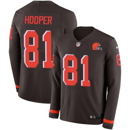 Nike Cleveland Browns #81 Austin Hooper Brown Team Color Men's Stitched NFL Limited Therma Long Sleeve Jersey