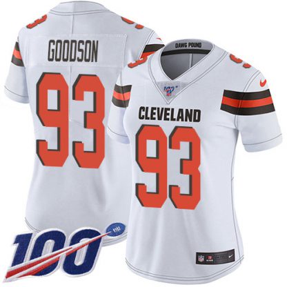 Nike Cleveland Browns #93 B.J. Goodson White Women's Stitched NFL 100th Season Vapor Untouchable Limited Jersey