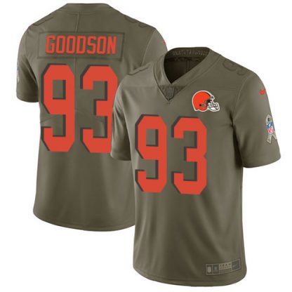 Nike Cleveland Browns #93 B.J. Goodson Olive Youth Stitched NFL Limited 2017 Salute To Service Jersey