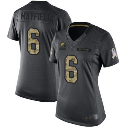Nike Cleveland Browns #6 Baker Mayfield Black Women's Stitched NFL Limited 2016 Salute to Service Jersey