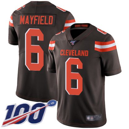Nike Cleveland Browns #6 Baker Mayfield Brown Team Color Youth Stitched NFL 100th Season Vapor Limited Jersey