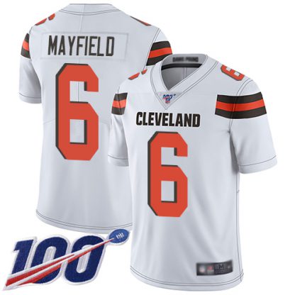 Nike Cleveland Browns #6 Baker Mayfield White Youth Stitched NFL 100th Season Vapor Limited Jersey