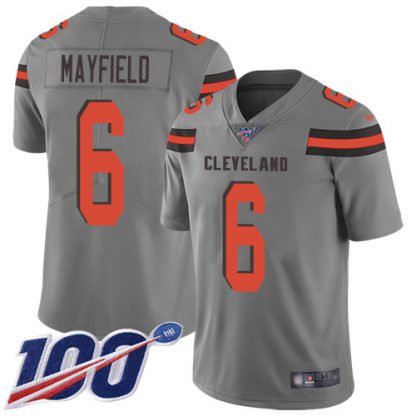 Nike Cleveland Browns #6 Baker Mayfield Gray Men's Stitched NFL Limited Inverted Legend 100th Season Jersey