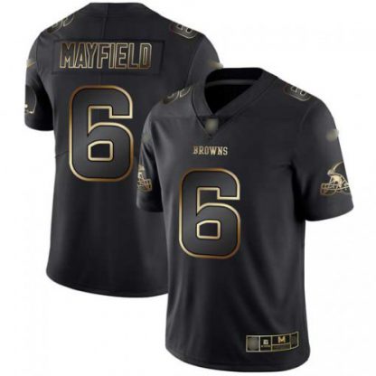 Nike Cleveland Browns #6 Baker Mayfield Black/Gold Men's Stitched NFL Vapor Untouchable Limited Jersey