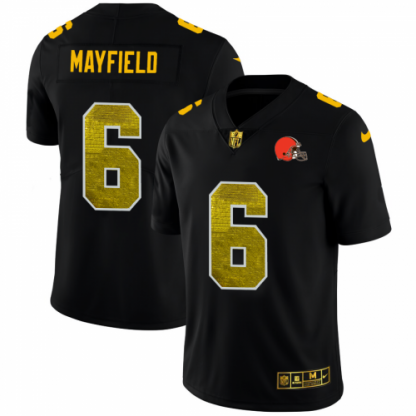 Cleveland Cleveland Browns #6 Baker Mayfield Men's Black Nike Golden Sequin Vapor Limited NFL Jersey