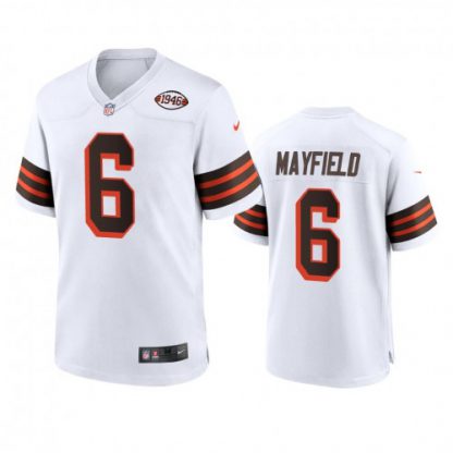 Men's Cleveland Browns #6 Baker Mayfield Nike 1946 Collection Alternate Game Limited NFL Jersey - White