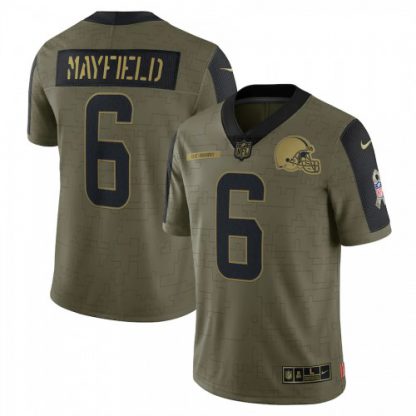Cleveland Cleveland Browns #6 Baker Mayfield Olive Nike 2021 Salute To Service Limited Player Jersey