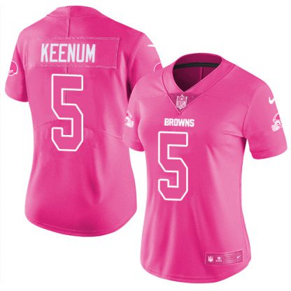 Nike Cleveland Browns #5 Case Keenum Pink Women's Stitched NFL Limited Rush Fashion Jersey