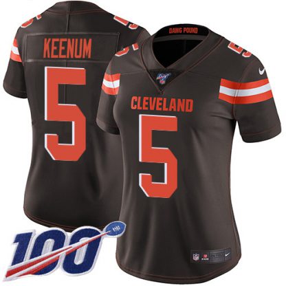 Nike Cleveland Browns #5 Case Keenum Brown Team Color Women's Stitched NFL 100th Season Vapor Untouchable Limited Jersey