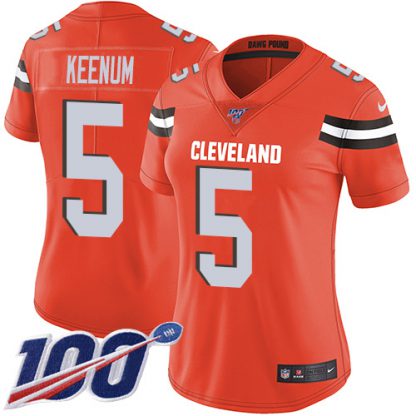 Nike Cleveland Browns #5 Case Keenum Orange Alternate Women's Stitched NFL 100th Season Vapor Untouchable Limited Jersey