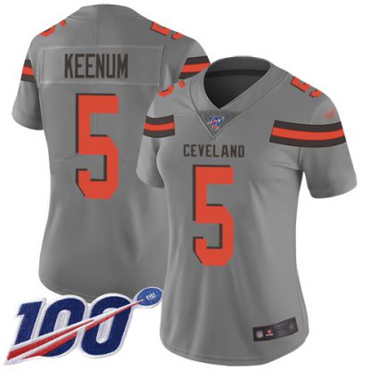 Nike Cleveland Browns #5 Case Keenum Gray Women's Stitched NFL Limited Inverted Legend 100th Season Jersey