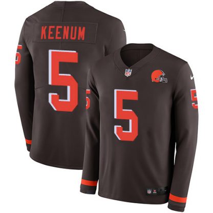 Nike Cleveland Browns #5 Case Keenum Brown Team Color Men's Stitched NFL Limited Therma Long Sleeve Jersey