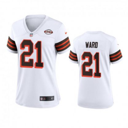Women Cleveland Browns #21 Denzel Ward Nike 1946 Collection Alternate Game Limited NFL Jersey - White