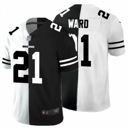 Cleveland Cleveland Browns #21 Denzel Ward Men's Black V White Peace Split Nike Vapor Untouchable Limited NFL Jersey