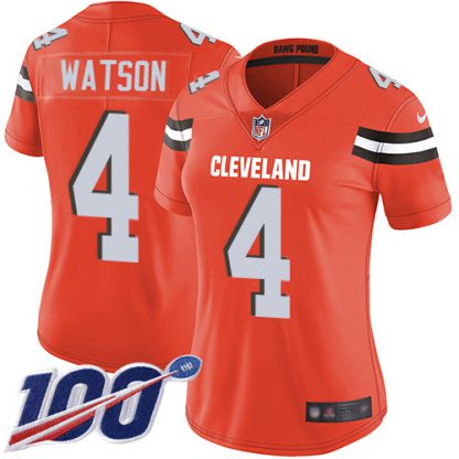Nike Cleveland Browns #4 Deshaun Watson Orange Alternate Women's Stitched NFL 100th Season Vapor Untouchable Limited Jersey