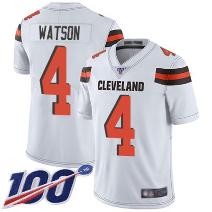 Nike Cleveland Browns #4 Deshaun Watson White Men's Stitched NFL 100th Season Vapor Limited Jersey
