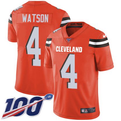 Nike Cleveland Browns #4 Deshaun Watson Orange Alternate Men's Stitched NFL 100th Season Vapor Untouchable Limited Jersey