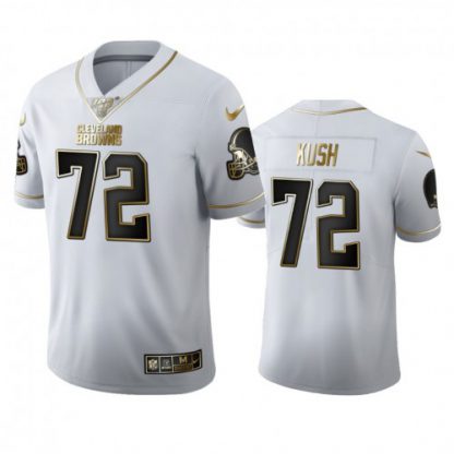 Cleveland Cleveland Browns #72 Eric Kush Men's Nike White Golden Edition Vapor Limited NFL 100 Jersey