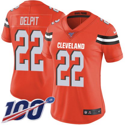 Nike Cleveland Browns #22 Grant Delpit Orange Alternate Women's Stitched NFL 100th Season Vapor Untouchable Limited Jersey
