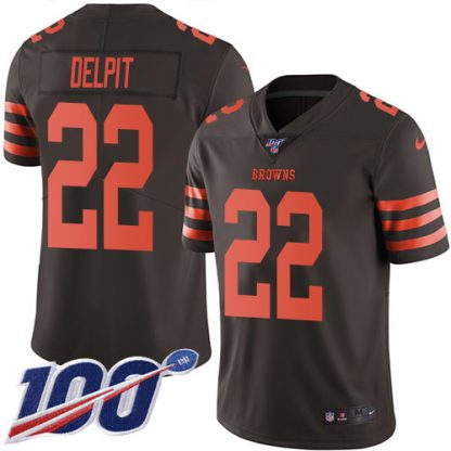 Nike Cleveland Browns #22 Grant Delpit Brown Youth Stitched NFL Limited Rush 100th Season Jersey