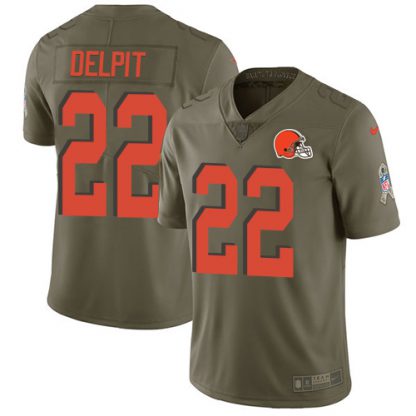 Nike Cleveland Browns #22 Grant Delpit Olive Men's Stitched NFL Limited 2017 Salute To Service Jersey