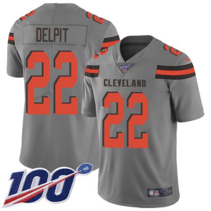 Nike Cleveland Browns #22 Grant Delpit Gray Men's Stitched NFL Limited Inverted Legend 100th Season Jersey