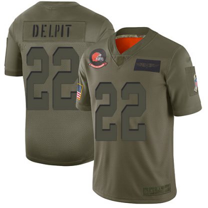 Nike Cleveland Browns #22 Grant Delpit Camo Men's Stitched NFL Limited 2019 Salute To Service Jersey