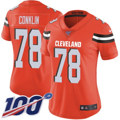 Nike Cleveland Browns #78 Jack Conklin Orange Alternate Women's Stitched NFL 100th Season Vapor Untouchable Limited Jersey