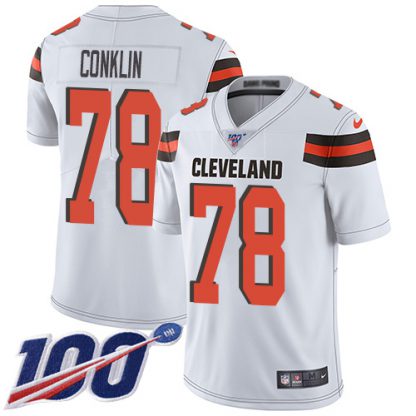 Nike Cleveland Browns #78 Jack Conklin White Youth Stitched NFL 100th Season Vapor Untouchable Limited Jersey
