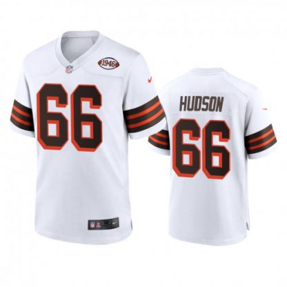 Men's Cleveland Browns #66 James Hudson Nike 1946 Collection Alternate Game Limited NFL Jersey - White