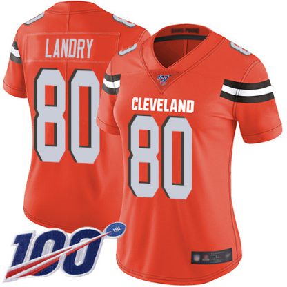 Nike Cleveland Browns #80 Jarvis Landry Orange Alternate Women's Stitched NFL 100th Season Vapor Limited Jersey