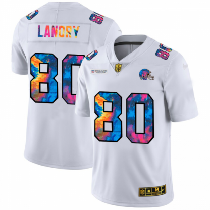 Cleveland Cleveland Browns #80 Jarvis Landry Men's White Nike Multi-Color 2020 NFL Crucial Catch Limited NFL Jersey