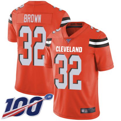 Nike Cleveland Browns #32 Jim Brown Orange Alternate Men's Stitched NFL 100th Season Vapor Limited Jersey