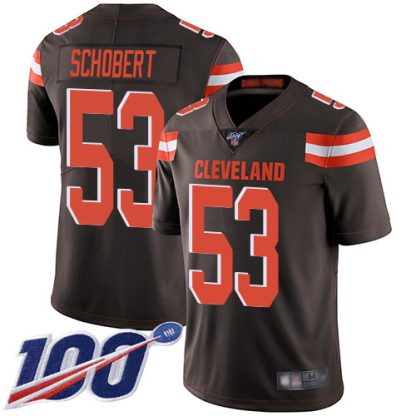 Nike Cleveland Browns #53 Joe Schobert Brown Team Color Men's Stitched NFL 100th Season Vapor Limited Jersey