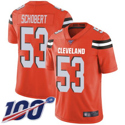 Nike Cleveland Browns #53 Joe Schobert Orange Alternate Men's Stitched NFL 100th Season Vapor Limited Jersey