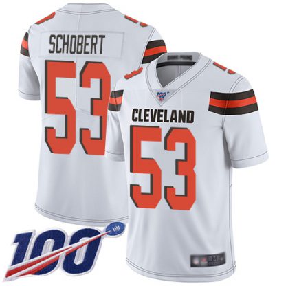 Nike Cleveland Browns #53 Joe Schobert White Men's Stitched NFL 100th Season Vapor Limited Jersey