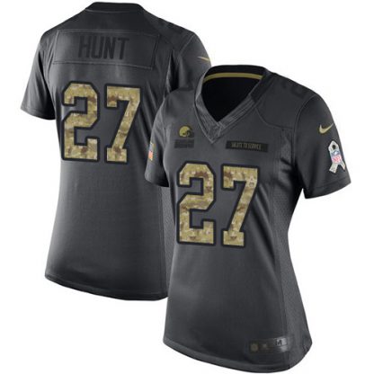 Nike Cleveland Browns #27 Kareem Hunt Black Women's Stitched NFL Limited 2016 Salute to Service Jersey