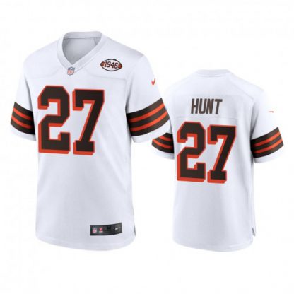 Men's Cleveland Browns #27 Kareem Hunt Nike 1946 Collection Alternate Game Limited NFL Jersey - White