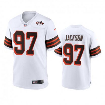 Men's Cleveland Browns #97 Malik Jackson Nike 1946 Collection Alternate Game Limited NFL Jersey - White