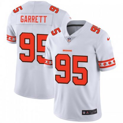 Cleveland Cleveland Browns #95 Myles Garrett Nike White Team Logo Vapor Limited NFL Jersey