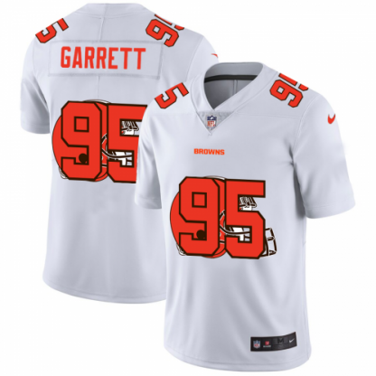 Cleveland Cleveland Browns #95 Myles Garrett White Men's Nike Team Logo Dual Overlap Limited NFL Jersey
