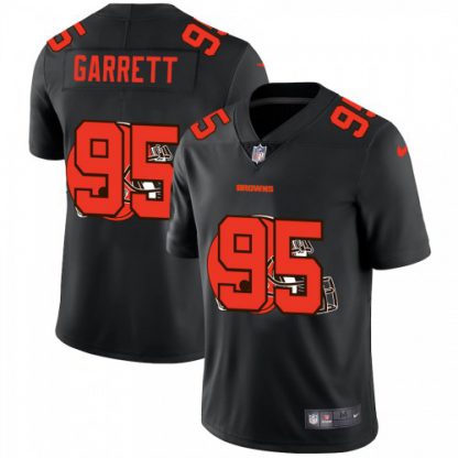 Cleveland Cleveland Browns #95 Myles Garrett Men's Nike Team Logo Dual Overlap Limited NFL Jersey Black
