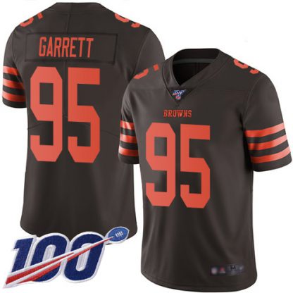 Nike Cleveland Browns #95 Myles Garrett Brown Men's Stitched NFL Limited Rush 100th Season Jersey