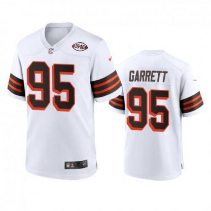 Men's Cleveland Browns #95 Myles Garrett Nike 1946 Collection Alternate Game Limited NFL Jersey - White
