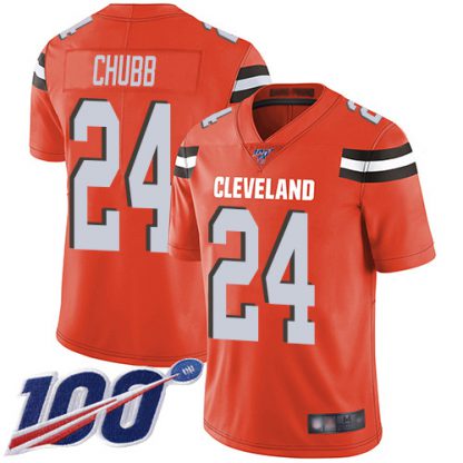 Nike Cleveland Browns #24 Nick Chubb Orange Alternate Men's Stitched NFL 100th Season Vapor Limited Jersey