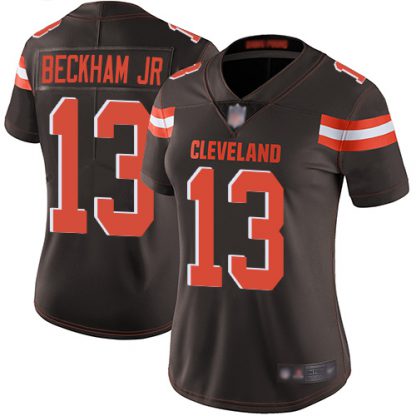 Nike Cleveland Browns #13 Odell Beckham Jr Brown Team Color Women's Stitched NFL Vapor Untouchable Limited Jersey