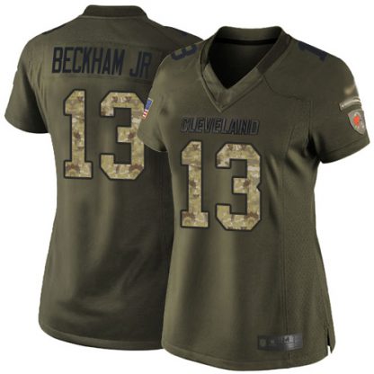 Nike Cleveland Browns #13 Odell Beckham Jr Green Women's Stitched NFL Limited 2015 Salute to Service Jersey