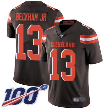 Nike Cleveland Browns #13 Odell Beckham Jr Brown Team Color Men's Stitched NFL 100th Season Vapor Limited Jersey